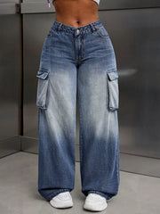 Vintage Wide Leg Cargo Jeans 