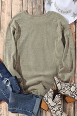 LUCKY Round Neck Dropped Shoulder Sweatshirt 