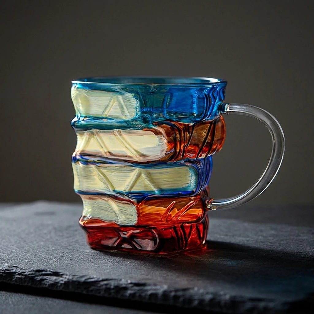 Biblio Book Mug | Borosilicate Glass, Artistic Design 