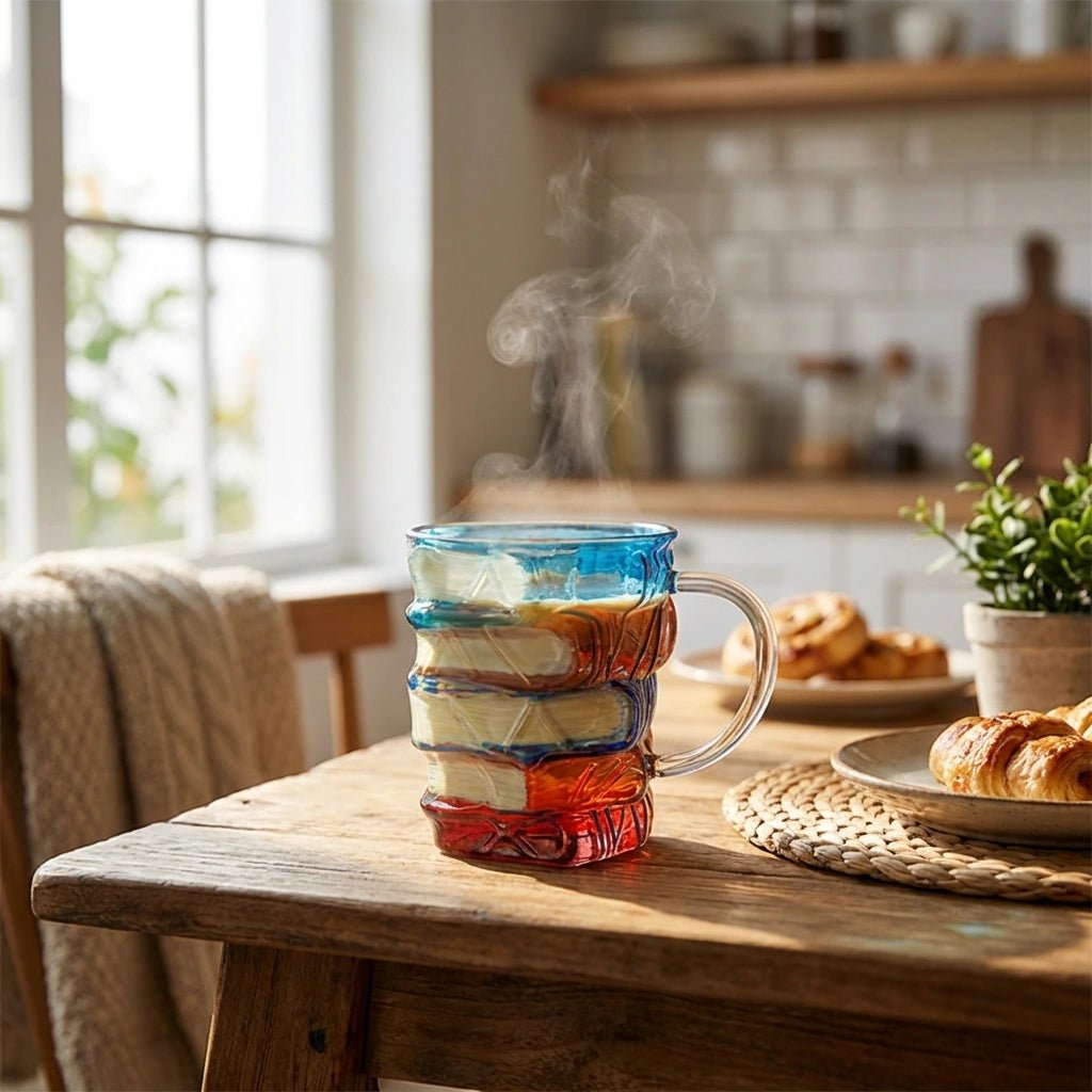 Biblio Book Mug | Borosilicate Glass, Artistic Design 