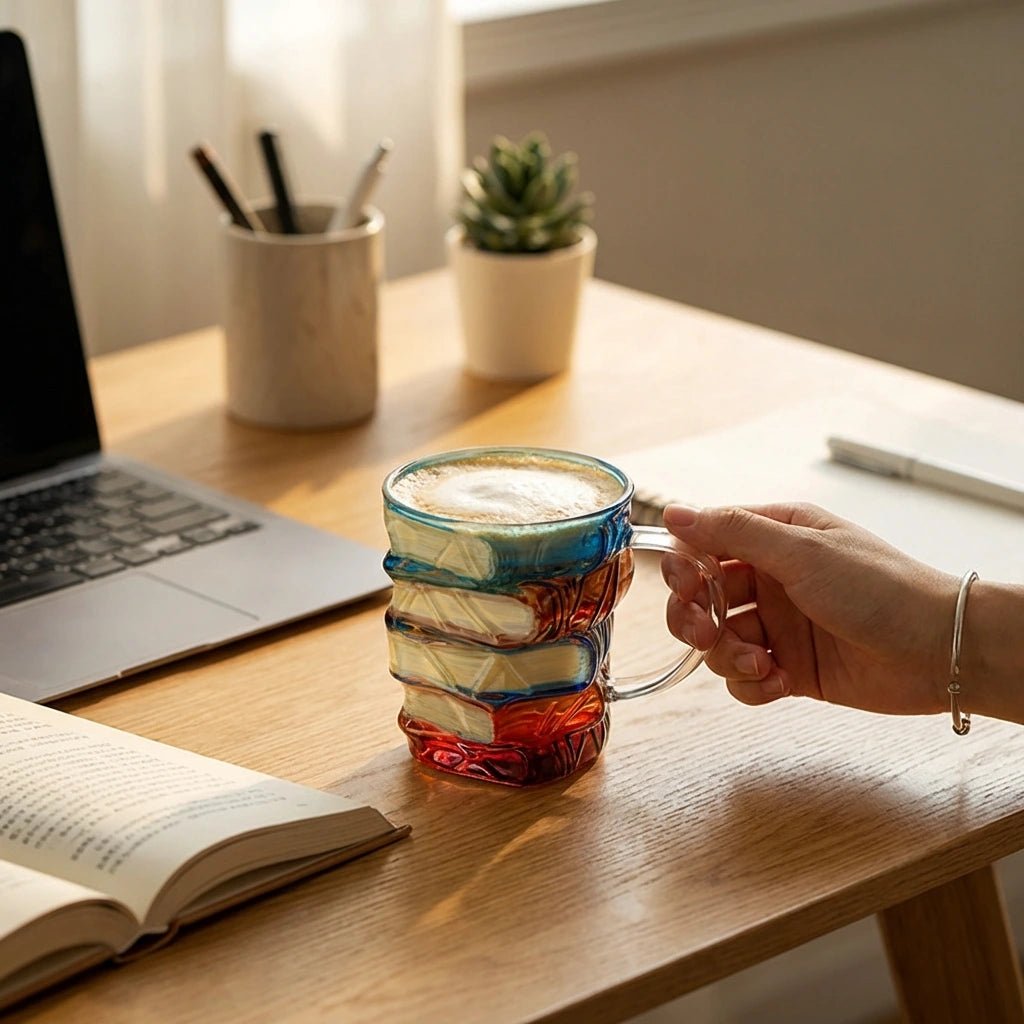 Biblio Book Mug | Borosilicate Glass, Artistic Design 
