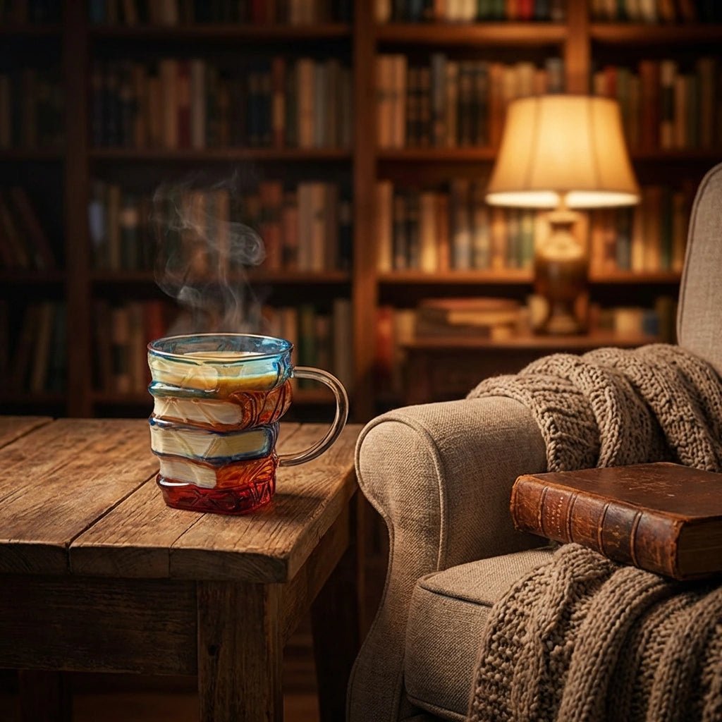 Biblio Book Mug | Borosilicate Glass, Artistic Design 