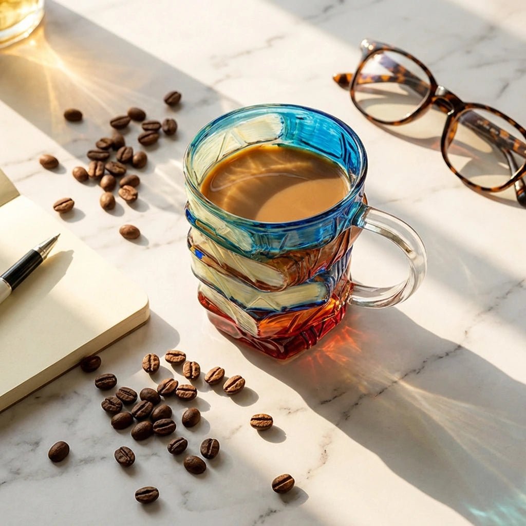 Biblio Book Mug | Borosilicate Glass, Artistic Design 