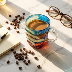 Biblio Book Mug | Borosilicate Glass, Artistic Design 