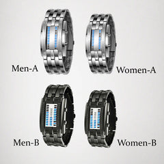 Binary LED Wristwatch | Alloy Case And Strap | 30M Water-Resistant Digital Display 