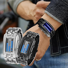Binary LED Wristwatch | Alloy Case And Strap | 30M Water-Resistant Digital Display 