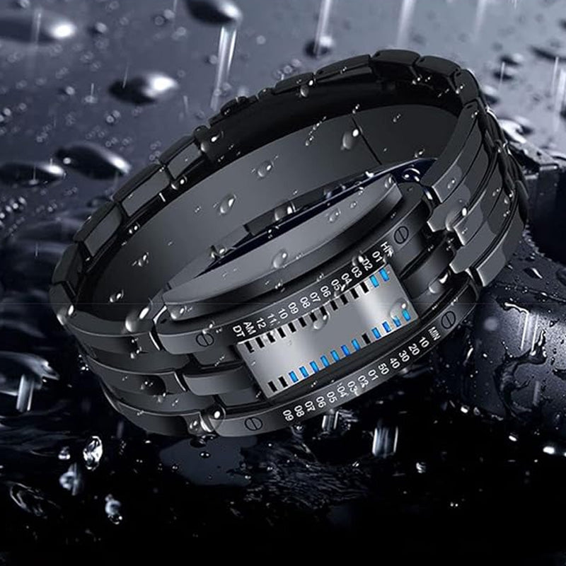 Binary LED Wristwatch | Alloy Case And Strap | 30M Water-Resistant Digital Display 