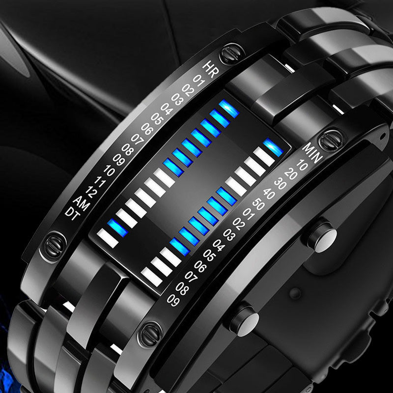 Binary LED Wristwatch | Alloy Case And Strap | 30M Water-Resistant Digital Display 