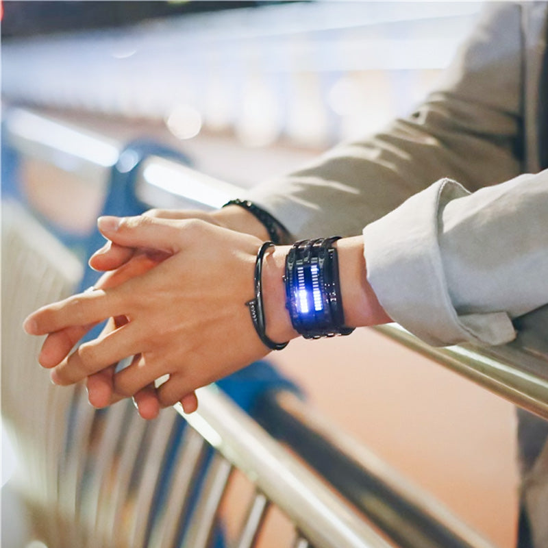 Binary LED Wristwatch | Alloy Case And Strap | 30M Water-Resistant Digital Display 
