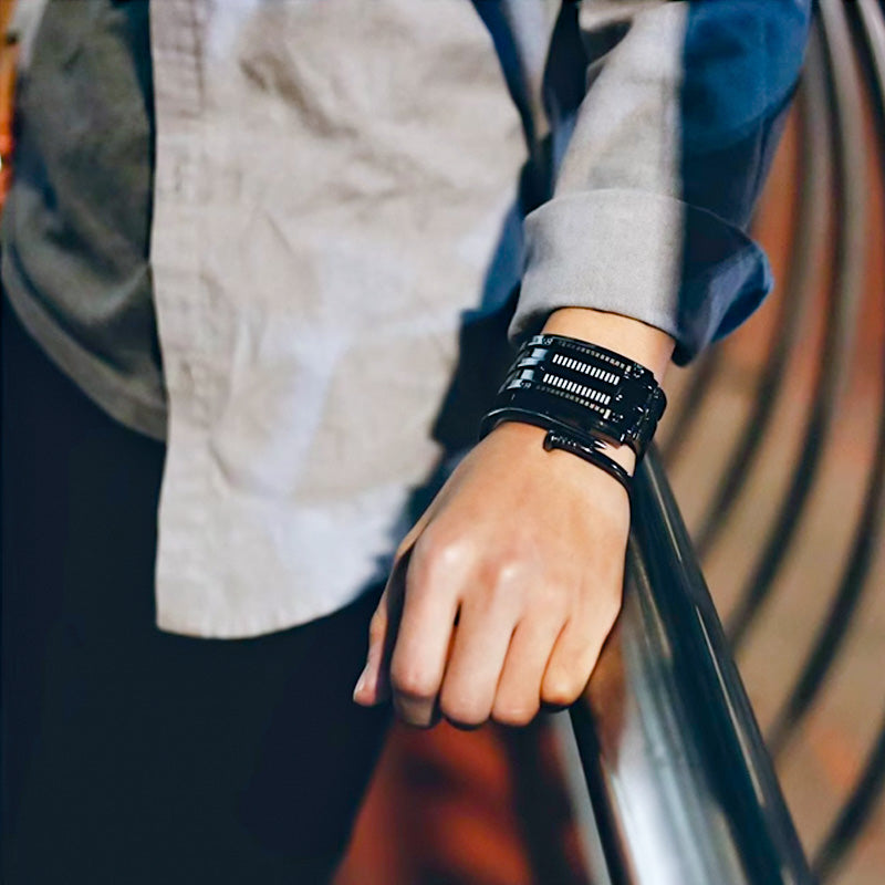 Binary LED Wristwatch | Alloy Case And Strap | 30M Water-Resistant Digital Display 