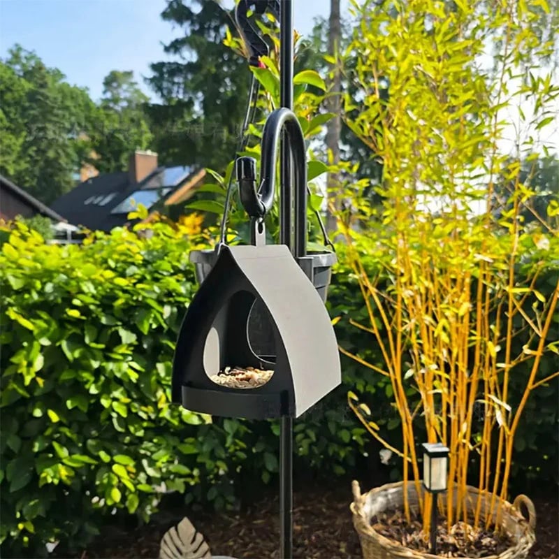 Bird Feeder with Weather-Protective Roof and Durable Plastic Construction | Outdoor Birdwatching Use 
