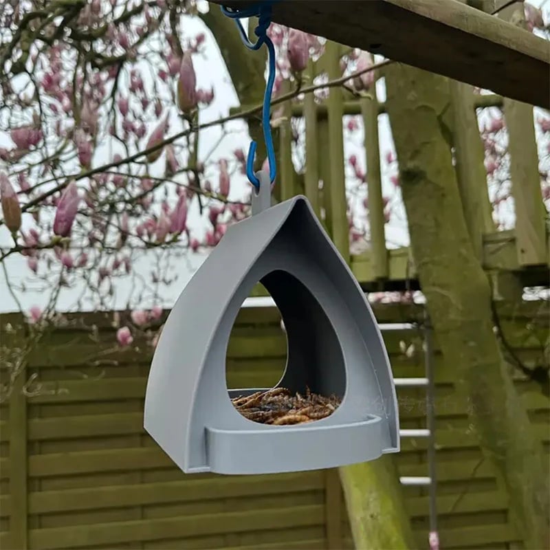 Bird Feeder with Weather-Protective Roof and Durable Plastic Construction | Outdoor Birdwatching Use 
