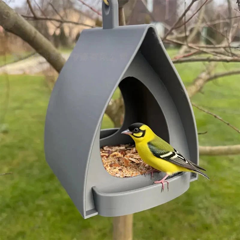 Bird Feeder with Weather-Protective Roof and Durable Plastic Construction | Outdoor Birdwatching Use 