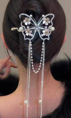 Blooming Butterfly Rhinestone Hair Pin | Multi-Color Metal Updo Accessory 