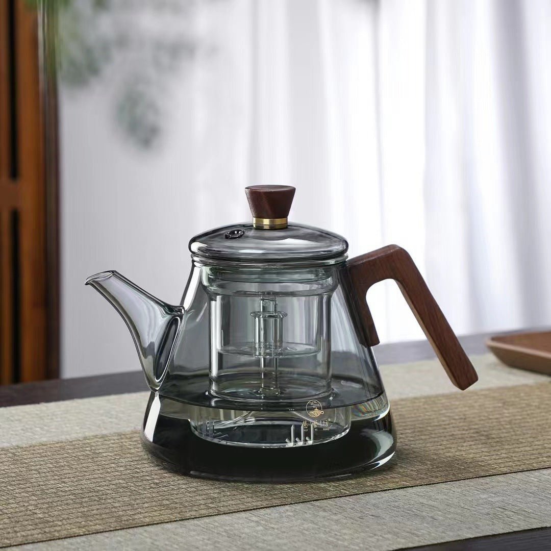 Borosilicate Glass Teapot with Wooden Handle – 900ml Capacity for Loose-Leaf and Herbal Tea 