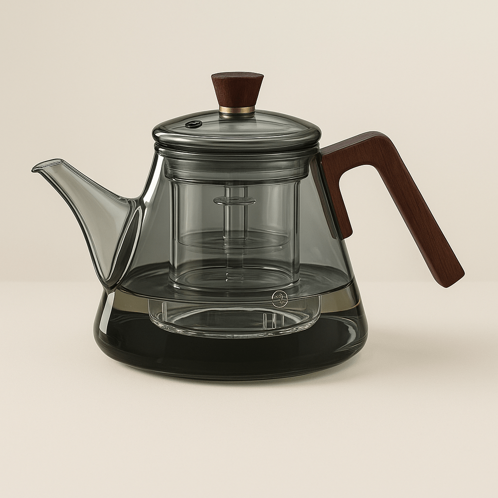 Borosilicate Glass Teapot with Wooden Handle – 900ml Capacity for Loose-Leaf and Herbal Tea 