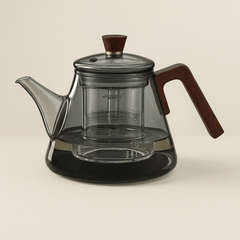 Borosilicate Glass Teapot with Wooden Handle – 900ml Capacity for Loose-Leaf and Herbal Tea 