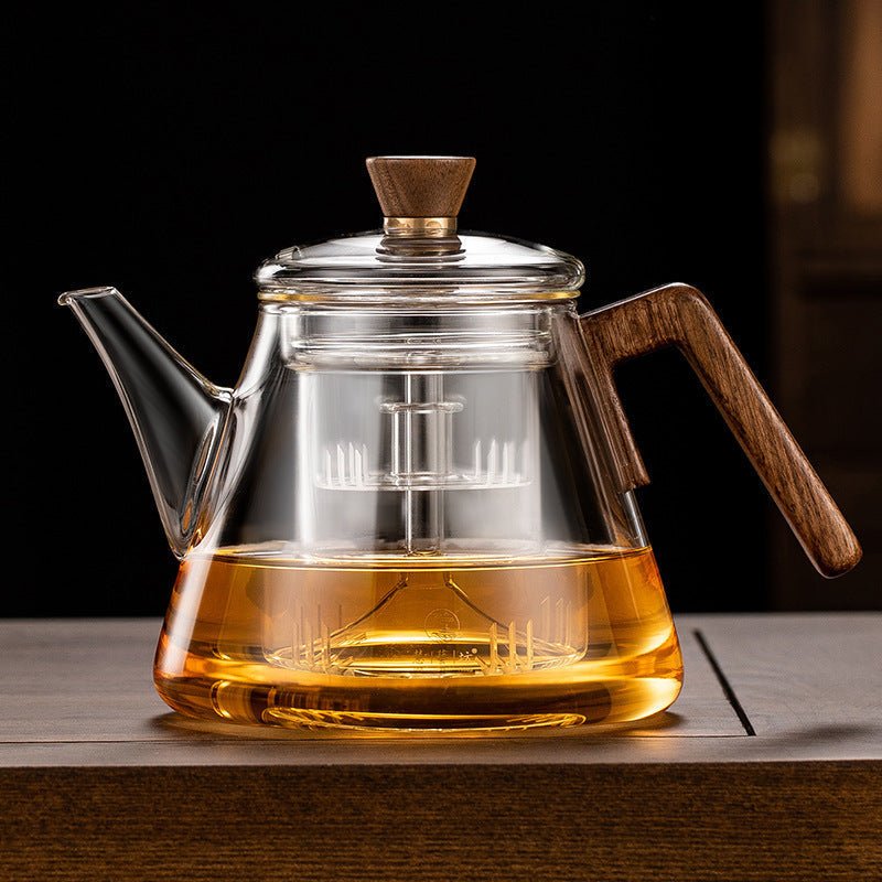 Borosilicate Glass Teapot with Wooden Handle – 900ml Capacity for Loose-Leaf and Herbal Tea 