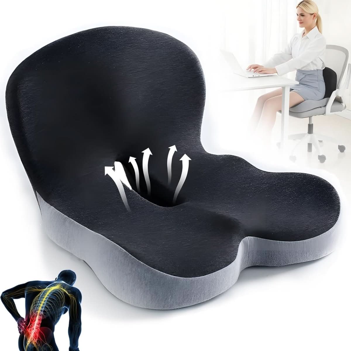 Breeze Ergonomic Cushion | Lumbar Support, Non-Slip 