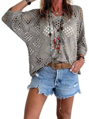 Breezy Crochet V-Neck Top | Lightweight Short-Sleeve Summer Layer 