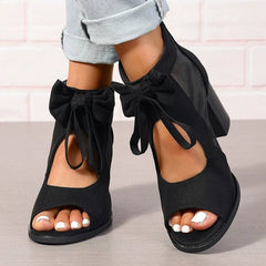 Bria Bow Open-Toe Block Heel Sandals | 3-Inch Stable Heel 