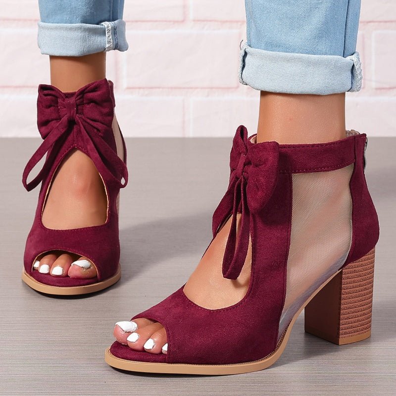 Bria Bow Open-Toe Block Heel Sandals | 3-Inch Stable Heel 