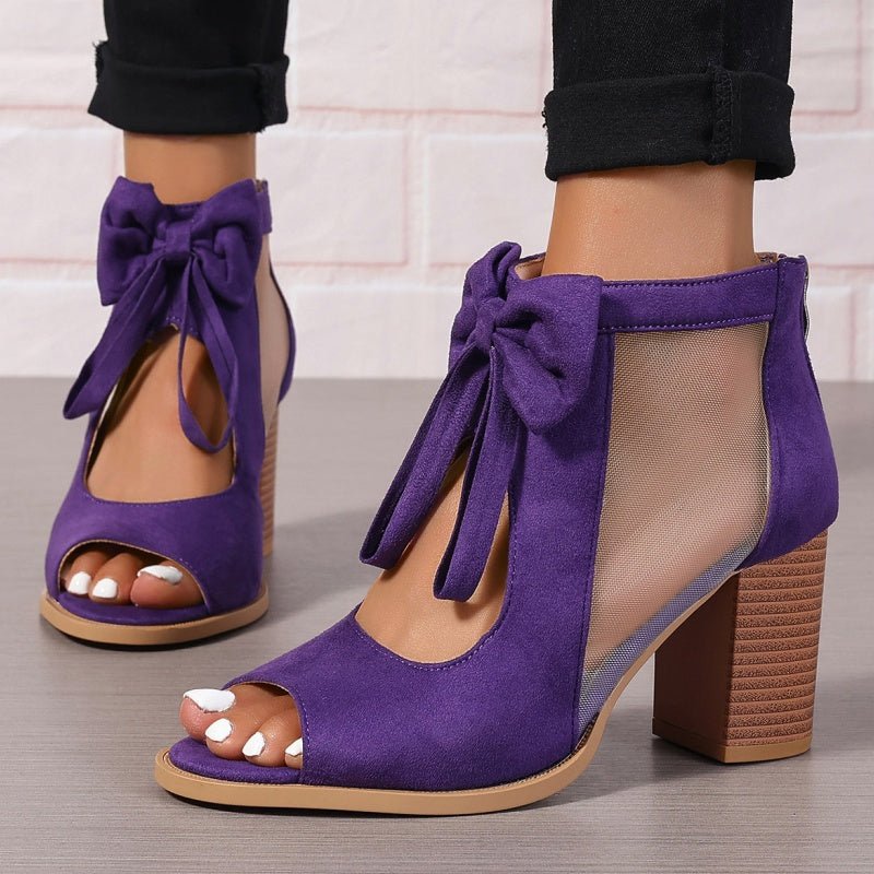 Bria Bow Open-Toe Block Heel Sandals | 3-Inch Stable Heel 