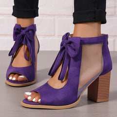 Bria Bow Open-Toe Block Heel Sandals | 3-Inch Stable Heel 