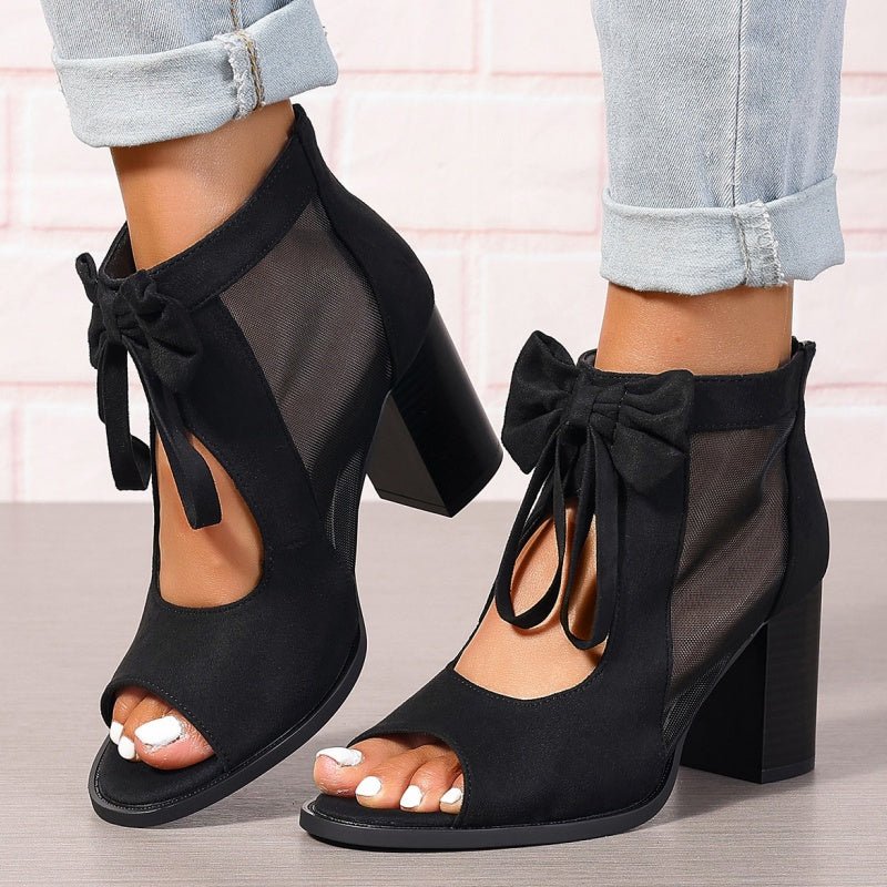 Bria Bow Open-Toe Block Heel Sandals | 3-Inch Stable Heel 
