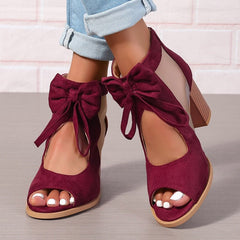 Bria Bow Open-Toe Block Heel Sandals | 3-Inch Stable Heel 