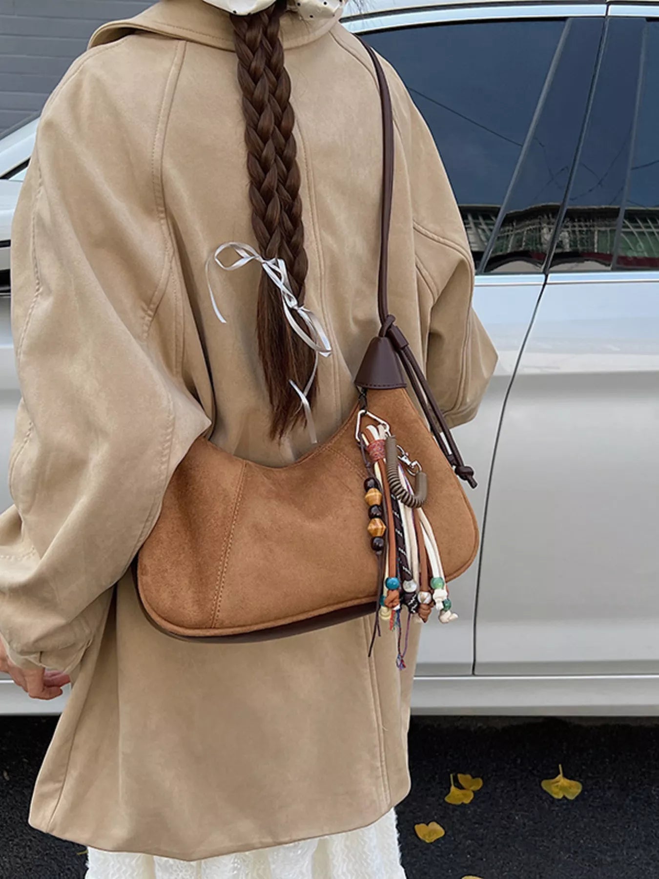 Vintage Suede Tassel Shoulder Bag 