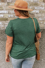 Plus Size V-Neck Petal Sleeve Blouse 