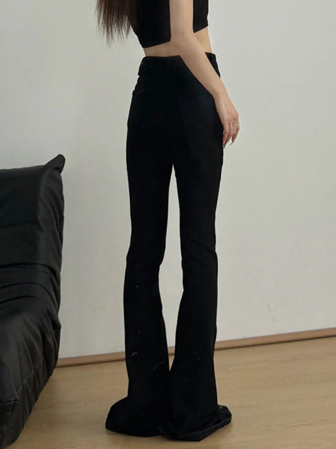 High-Waisted Slit Flare Jeans 
