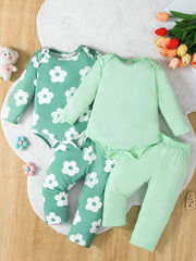 Children's Long Sleeve Bodysuit and Pants 4 Piece Set 