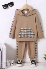 Children's Plaid Hoodie and pants Set 