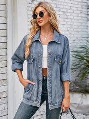 Button Up Long Sleeve Denim Jacket 