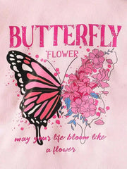 Children's Butterfly Flower Hoodie & Pants Set 