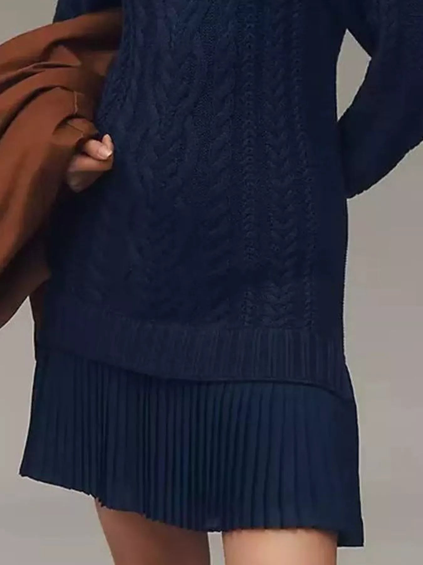 Full Size Cable-Knit Mini Sweater Dress Plus Size 