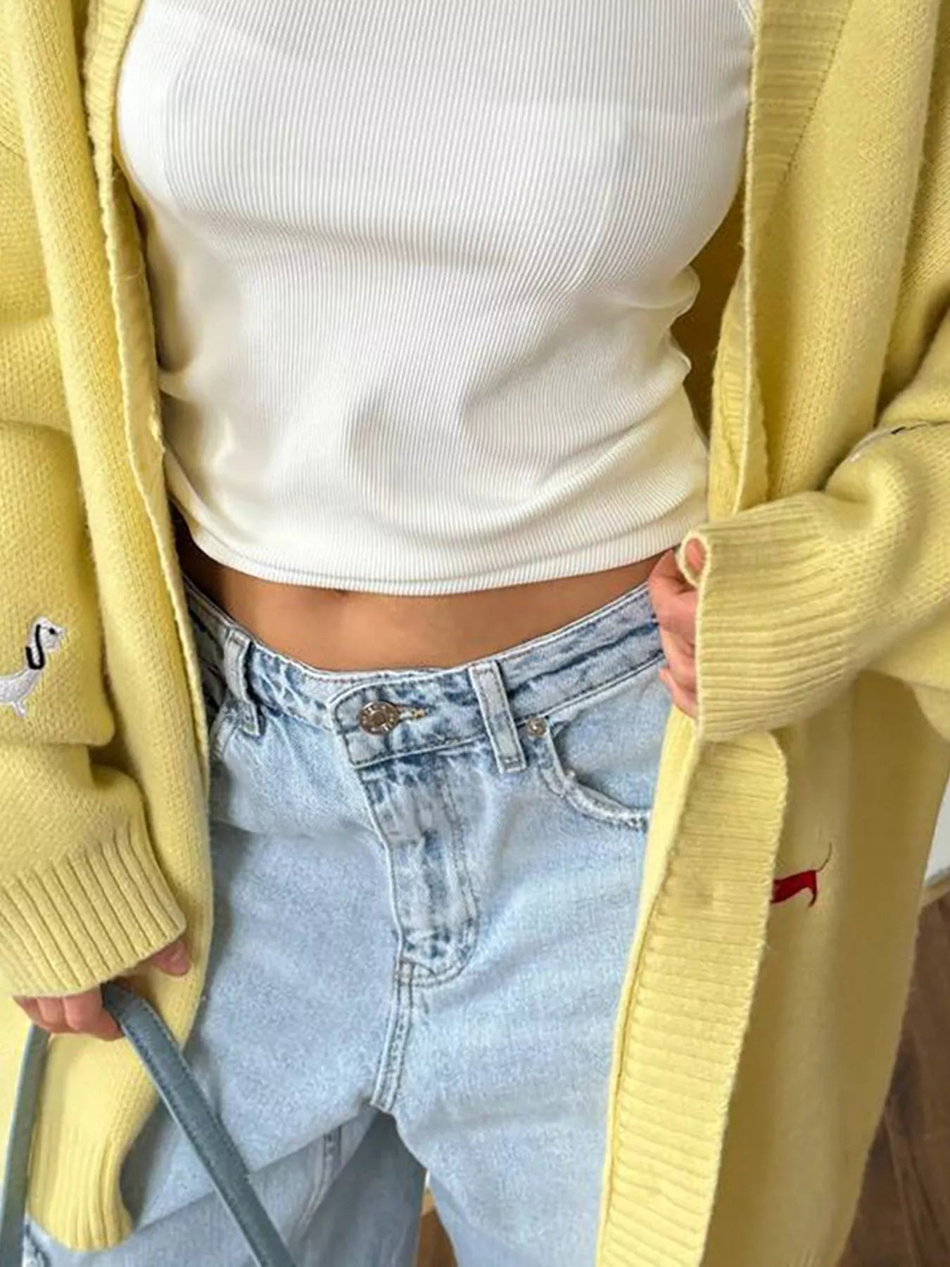 Embroidered Button Up Cardigan 