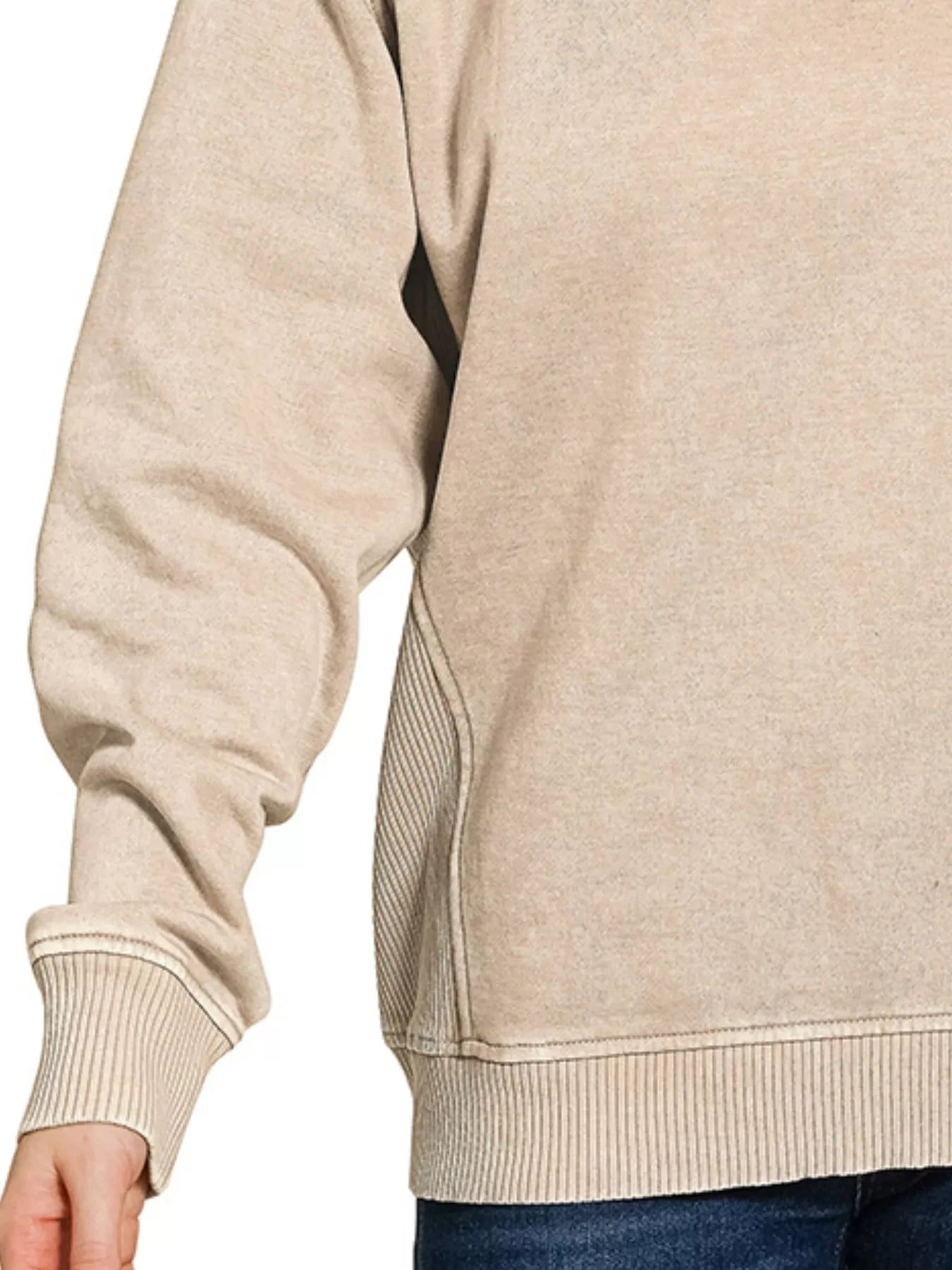 Zenana Acid Washed Fleece Sweatshirt with Side Rib 