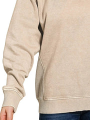 Zenana Acid Washed Fleece Sweatshirt with Side Rib 