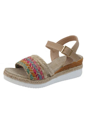 Braided Rainbow Platform Wedge Sandals 