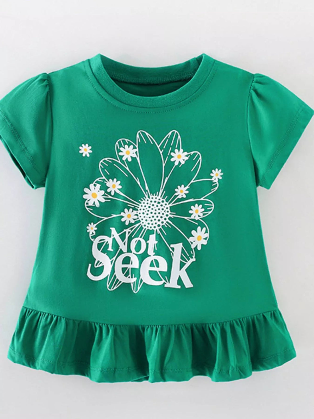 Children's Daisy Ruffle Hem Short Sleeve T-Shirt 