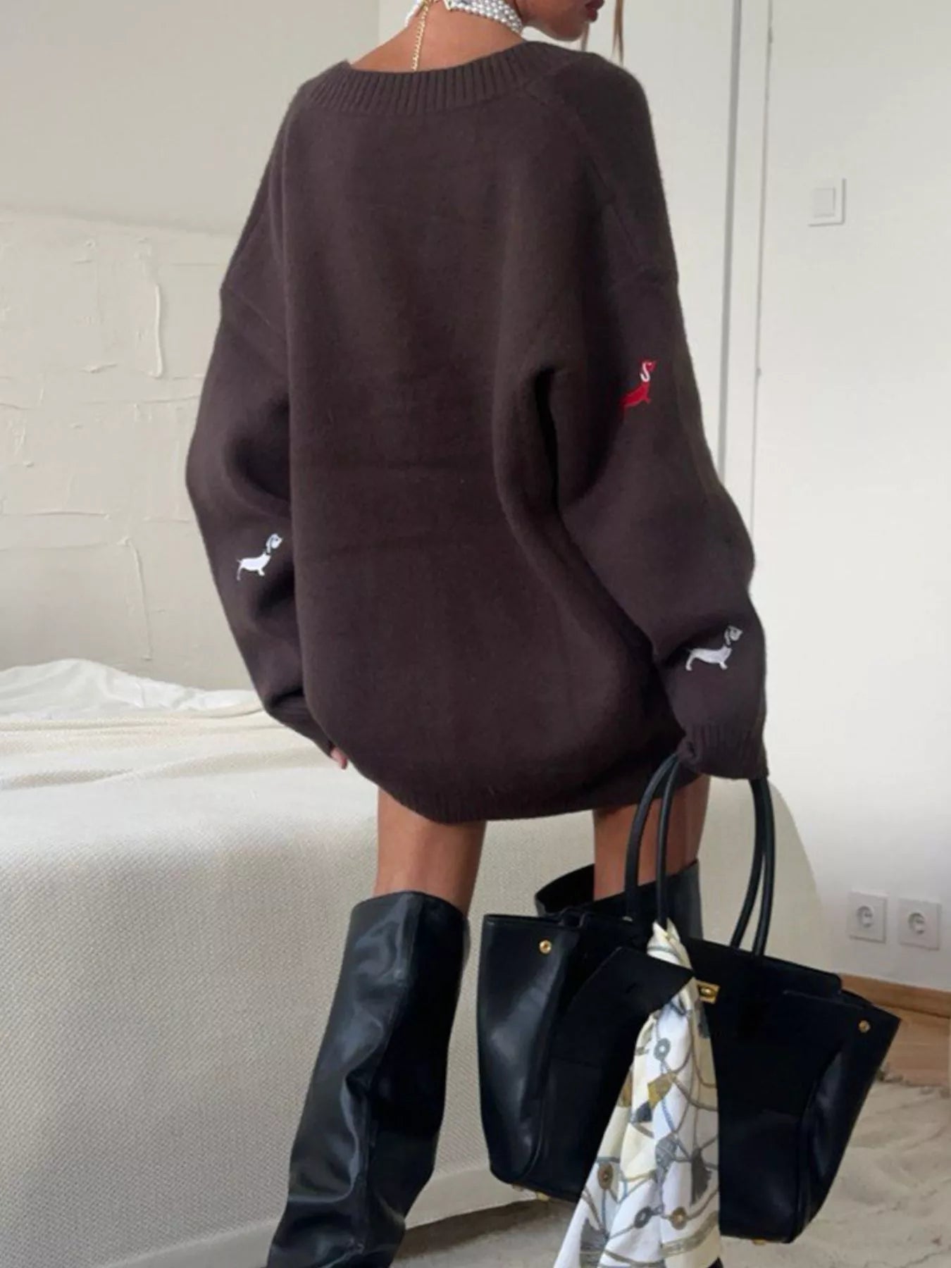 Embroidered Button Up Cardigan 
