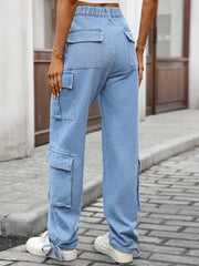 Casual Wide Leg Cargo Jeans 