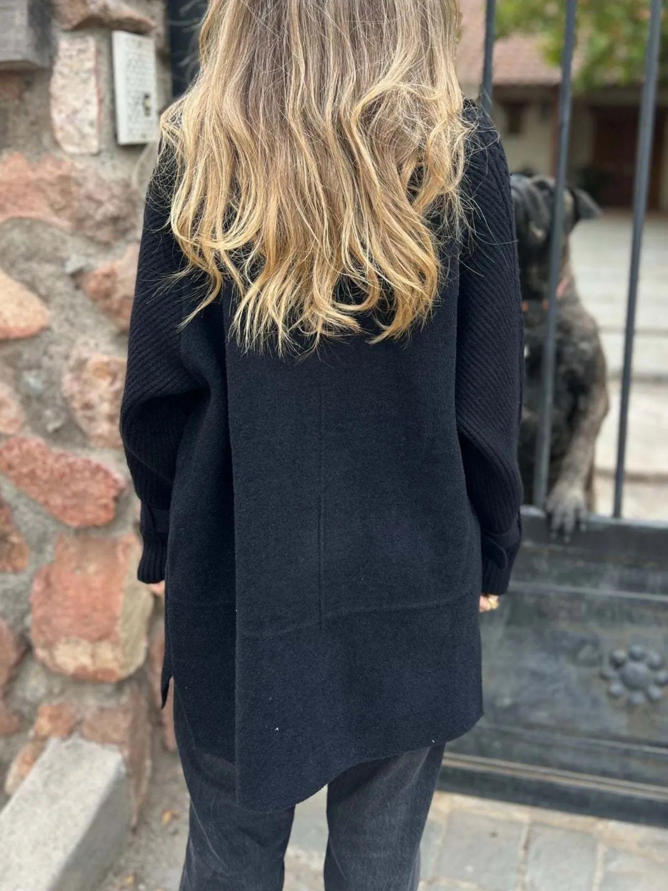 Full Size Texture Knit Longline Coat Plus Size 