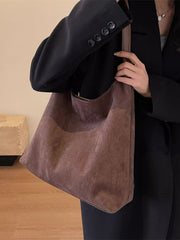 Solid Color Casual Suede Handbag 