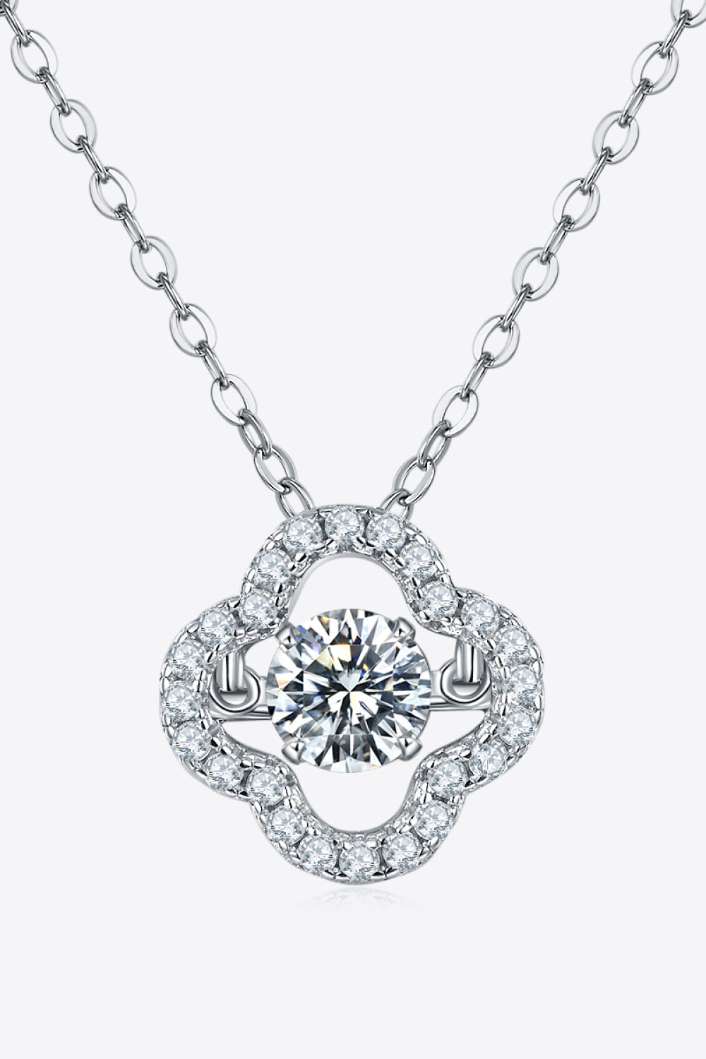 Moissanite Four Leaf Clover Pendant Necklace 