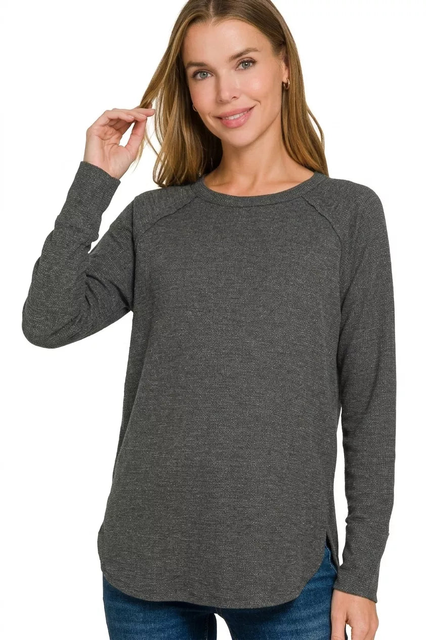 Zenana Baby Waffle Long Sleeve Top 