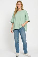 Zenana Full Size Scuba Round Neck Top With Side Slits Plus Size 